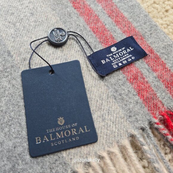 NWT Balmoral Lambswool Scarf Grey Check (Johnston) Scotland - Picture 2 of 10